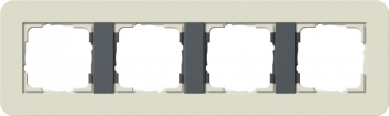 Рамка Gira E3 4 поста с антрацитовой подложкой, цвет песочный 0214427
