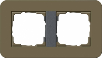 Рамка Gira E3 2 поста с антрацитовой подложкой, цвет умбра 0212426