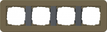 Рамка Gira E3 4 поста с антрацитовой подложкой, цвет умбра 0214426