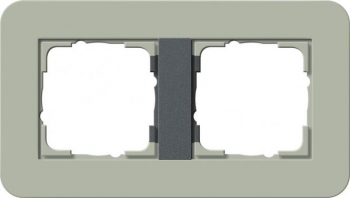 Рамка Gira E3 2 поста с антрацитовой подложкой, цвет серо-зеленый 0212425
