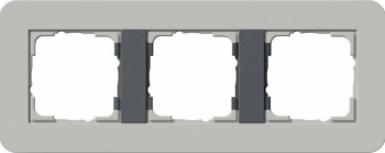 Рамка Gira E3 3 поста с антрацитовой подложкой, цвет серый 0213422