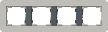 Рамка Gira E3 4 поста с антрацитовой подложкой, цвет серый 0214422