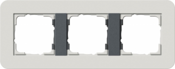 Рамка Gira E3 3 поста с антрацитовой подложкой, цвет светло-серый 0213421
