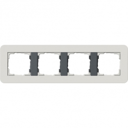 Рамка Gira E3 4 поста с антрацитовой подложкой, цвет светло-серый 0214421