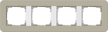 Рамка Gira E3 4 поста с белой подложкой, цвет светло-бежевый 0214418