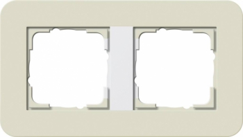 Рамка Gira E3 2 поста с белой подложкой, цвет песочный 0212417