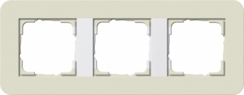 Рамка Gira E3 3 поста с белой подложкой, цвет песочный 0213417