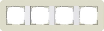 Рамка Gira E3 4 поста с белой подложкой, цвет песочный 0214417