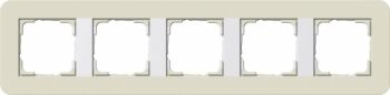 Рамка Gira E3 5 постов с белой подложкой, цвет песочный 0215417