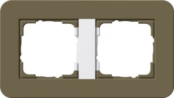 Рамка Gira E3 2 поста с белой подложкой, цвет умбра 0212416