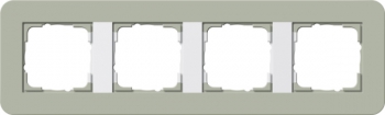 Рамка Gira E3 4 поста с белой подложкой, цвет серо-зеленый 0214415