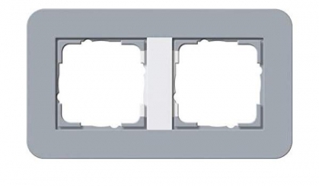 Рамка Gira E3 2 поста с белой подложкой, цвет серо-голубой 0212414