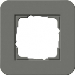 Рамка Gira E3 1 пост с белой подложкой, цвет темно-серый 0211413