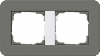 Рамка Gira E3 2 поста с белой подложкой, цвет темно-серый 0212413