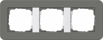 Рамка Gira E3 3 поста с белой подложкой, цвет темно-серый 0213413