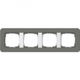Рамка Gira E3 4 поста с белой подложкой, цвет темно-серый 0214413