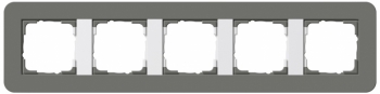 Рамка Gira E3 5 постов с белой подложкой, цвет темно-серый 0215413