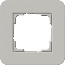 Рамка Gira E3 1 пост с белой подложкой, цвет серый 0211412