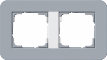 Рамка Gira E3 2 поста с белой подложкой, цвет серый 0212412