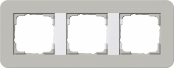 Рамка Gira E3 3 поста с белой подложкой, цвет серый 0213412
