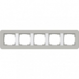 Рамка Gira E3 5 постов с белой подложкой, цвет серый 0215412