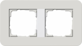 Рамка Gira E3 2 поста с белой подложкой, цвет светло-серый 0212411