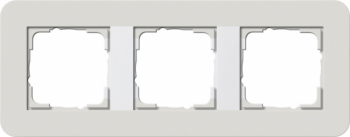 Рамка Gira E3 3 поста с белой подложкой, цвет светло-серый 0213411