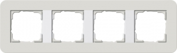 Рамка Gira E3 4 поста с белой подложкой, цвет светло-серый 0214411