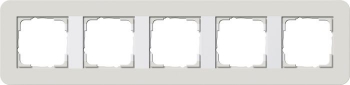 Рамка Gira E3 5 постов с белой подложкой, цвет светло-серый 0215411
