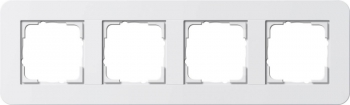 Рамка Gira E3 4 поста с белой подложкой, цвет белый 0214410