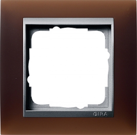  Рамка Gira Event 1 пост темно-коричневая со вставкой под алюминий 021159
