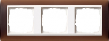 Рамка Gira Event 3 поста темно-коричневая с белой вставкой 0213331