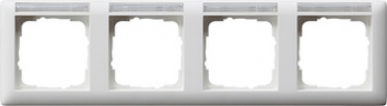 Рамка Gira Standard 55 4 поста с полем для надписи белая матовая 109427