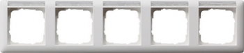 Рамка Gira Standard 55 5 постов с полем для надписи белая матовая 109527