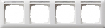 Рамка Gira Standard 55 4 поста с полем для надписи белая глянцевая 109403