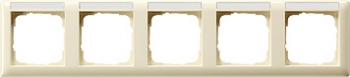 Рамка Gira Standard 55 5 постов с полем для надписи кремовая глянец 109501