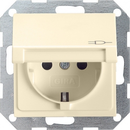 Gira System55 Розетка с крышкой 2K+З; 16А; 250В~, глянцевый кремовый