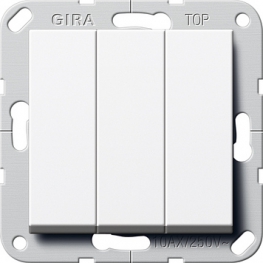 Gira System55 Выключатель "Британский стандарт" 3-клав., глянц.белый